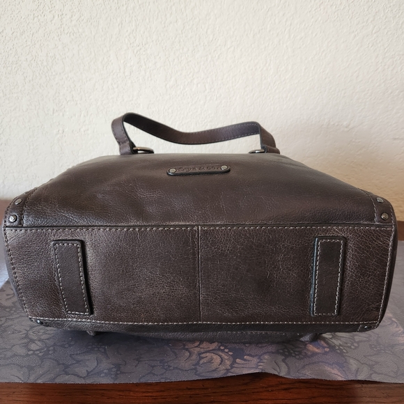 Frye & Co. Leather Stud Satchel Victoria Distressed Chocolate - Picture 10 of 14